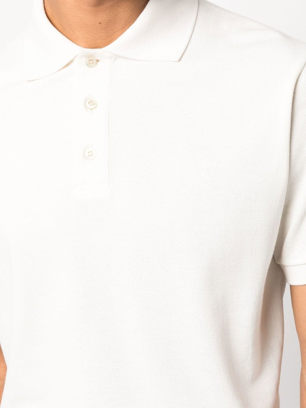 Saint Laurent, Polo Cassandre, cotton piqué polo, luxury men wear, white polo shirt