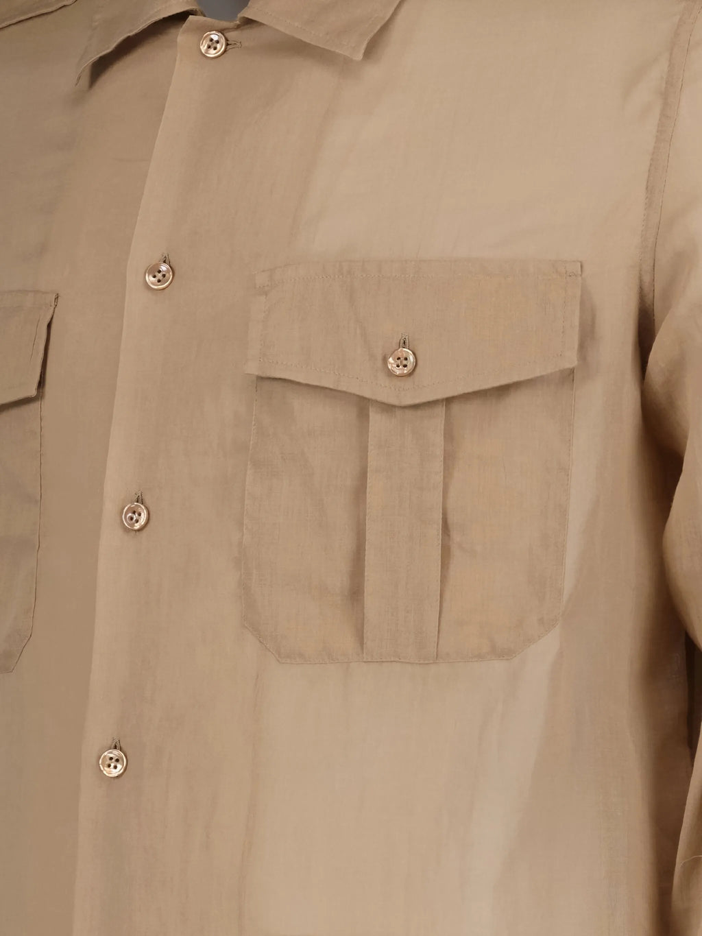 Image of Beige Cotton Voile Shirt by Saint Laurent for Men - Season Spring-Summer 2023 - Model View 2