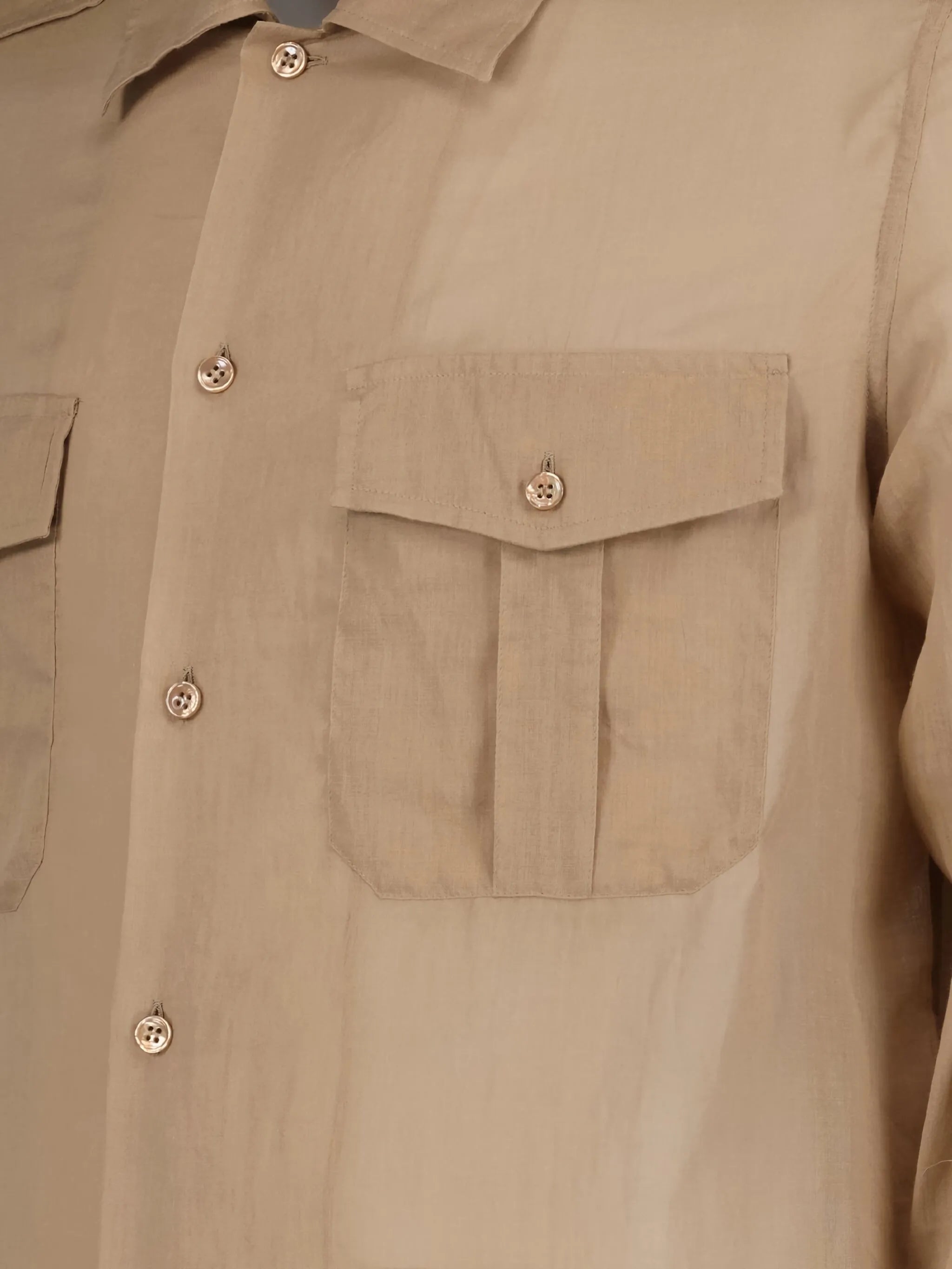 Image of Beige Cotton Voile Shirt by Saint Laurent for Men - Season Spring-Summer 2023 - Model View 2