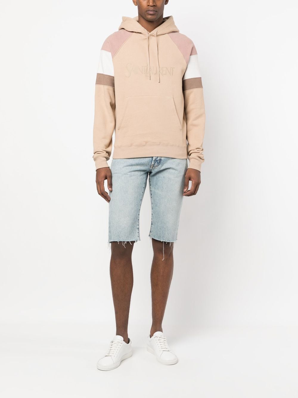 Saint Laurent Bermuda shorts, distressed denim shorts, luxury men's shorts, designer denim shorts, high-end casual wear