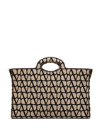 Valentino Garavani, Beige Canvas Tote Bag, Women's Luxury Accessories, Designer Tote Bag, High-end Fashion