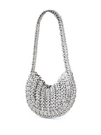 Iconic Moon Bag, Silver Bag, Rabanne Collection, Stylish Shoulder Bag, Fashion Forward Bag