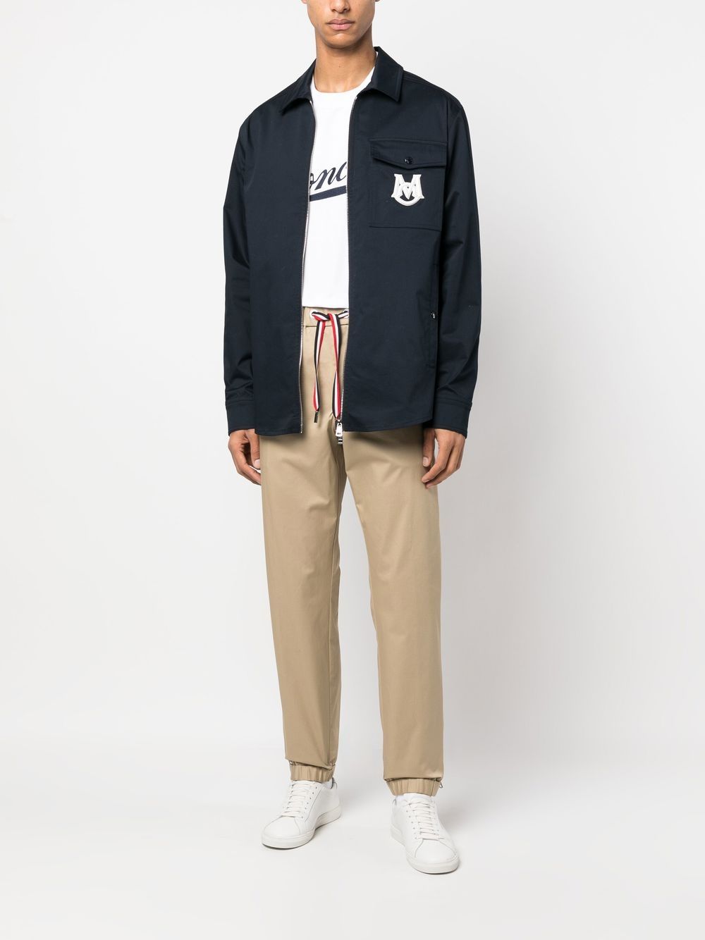 Moncler trousers, beige gabardine pants, luxury men's trousers, high-end fashion, Moncler menswear