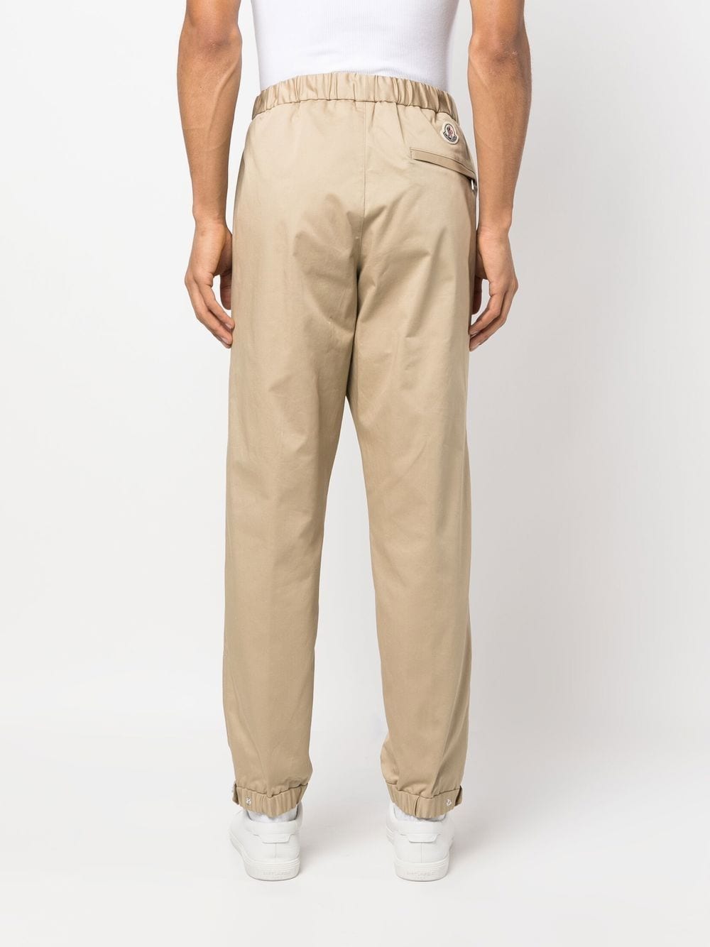 Moncler trousers, beige gabardine pants, luxury men's trousers, high-end fashion, Moncler menswear