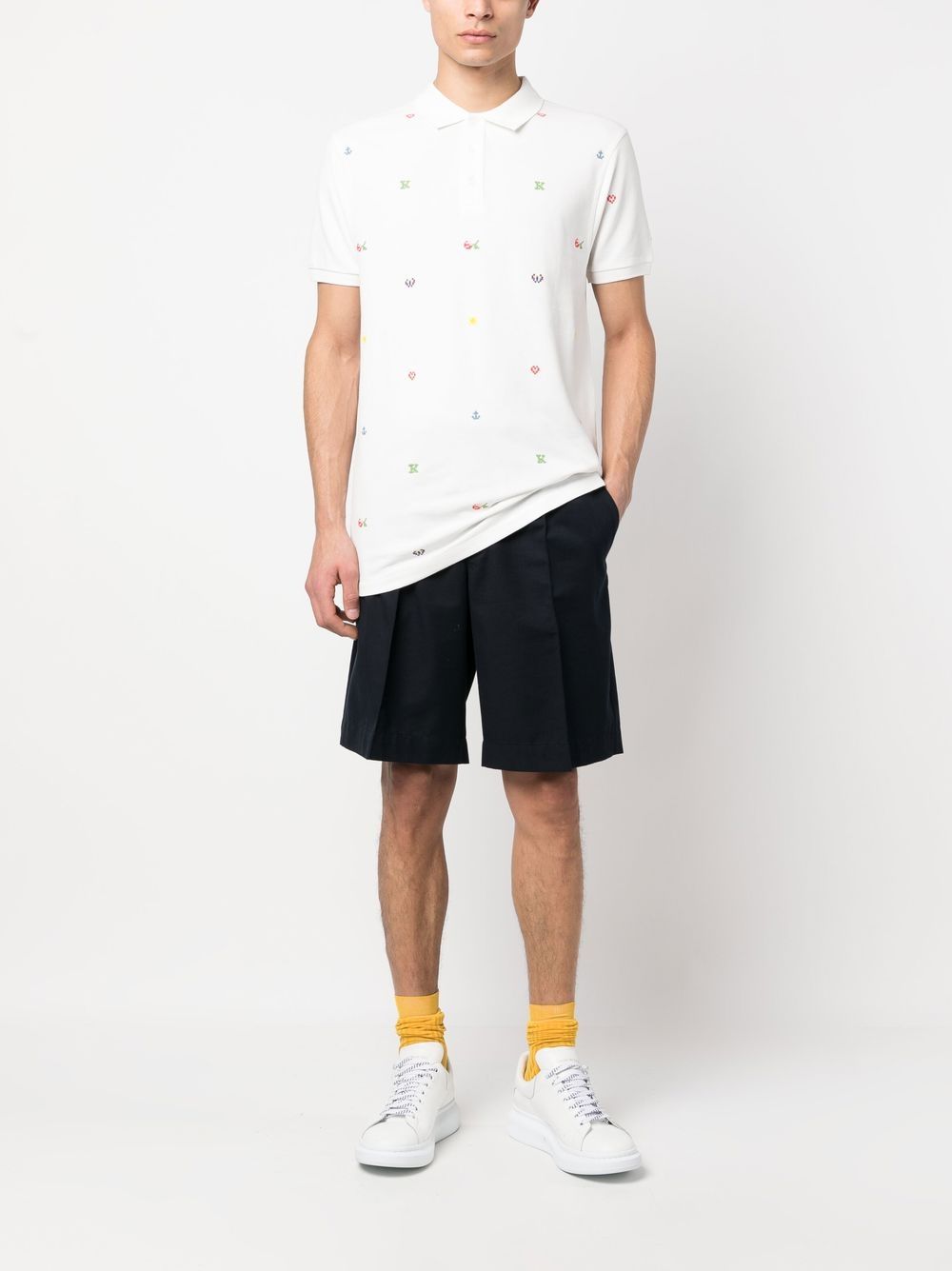 Kenzo Pixel Polo, luxury men's polo, white Kenzo shirt, designer polo, high-end men's fashion