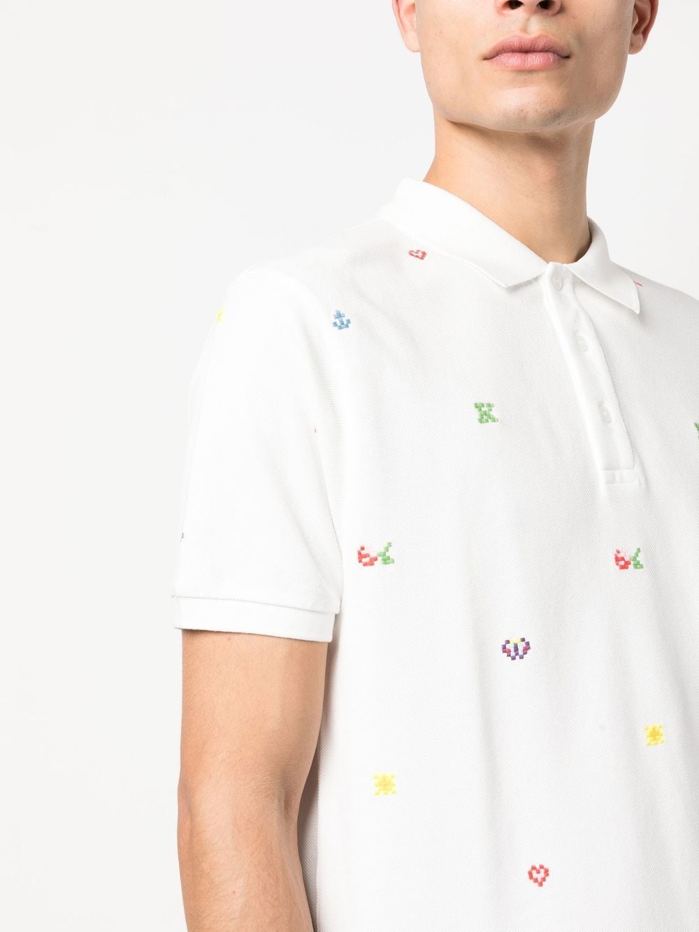 Kenzo Pixel Polo, luxury men's polo, white Kenzo shirt, designer polo, high-end men's fashion