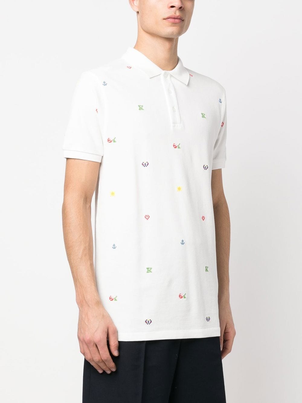 Kenzo Pixel Polo, luxury men's polo, white Kenzo shirt, designer polo, high-end men's fashion