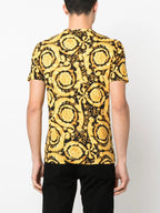 Versace T-Shirt, Barocco Print, Luxury Men's Apparel, Designer Fashion, Yellow T-Shirt