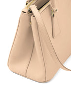 Prada handbag, Saffiano leather, luxury women's bag, beige handbag, high-end accessory