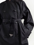 Prada waterproof jacket, luxury women's outerwear, black rain jacket, designer rainwear, high-end women's fashion