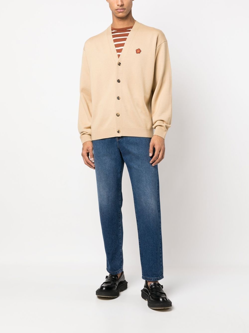 Kenzo cardigan, beige boke flower, luxury men's sweater, high-end fashion, floral design knitwear