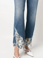 vintage jeans, distressed pants, Stella McCartney, luxury denim, high-waisted jeans