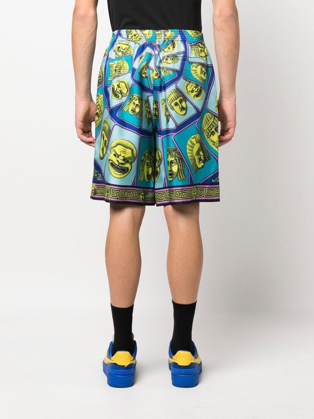 Versace shorts, silk shorts, La Maschera, luxury men’s fashion, designer men’s shorts