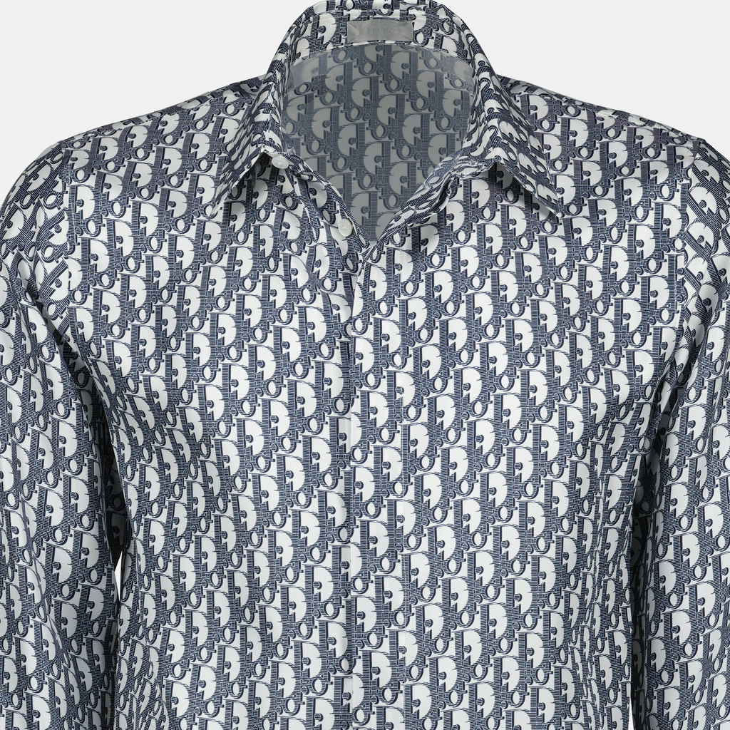 Dior Oblique shirt, silk shirt, designer menswear, blue and white shirt, Spring-Summer 2025