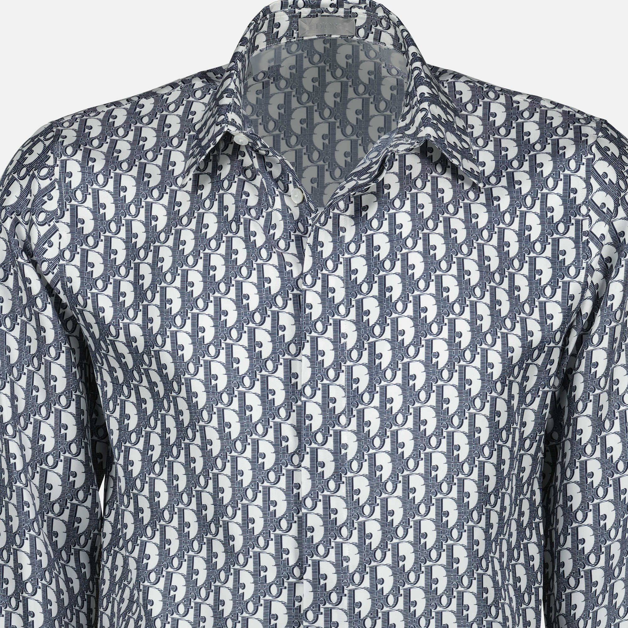 Dior Oblique shirt, silk shirt, designer menswear, blue and white shirt, Spring-Summer 2025