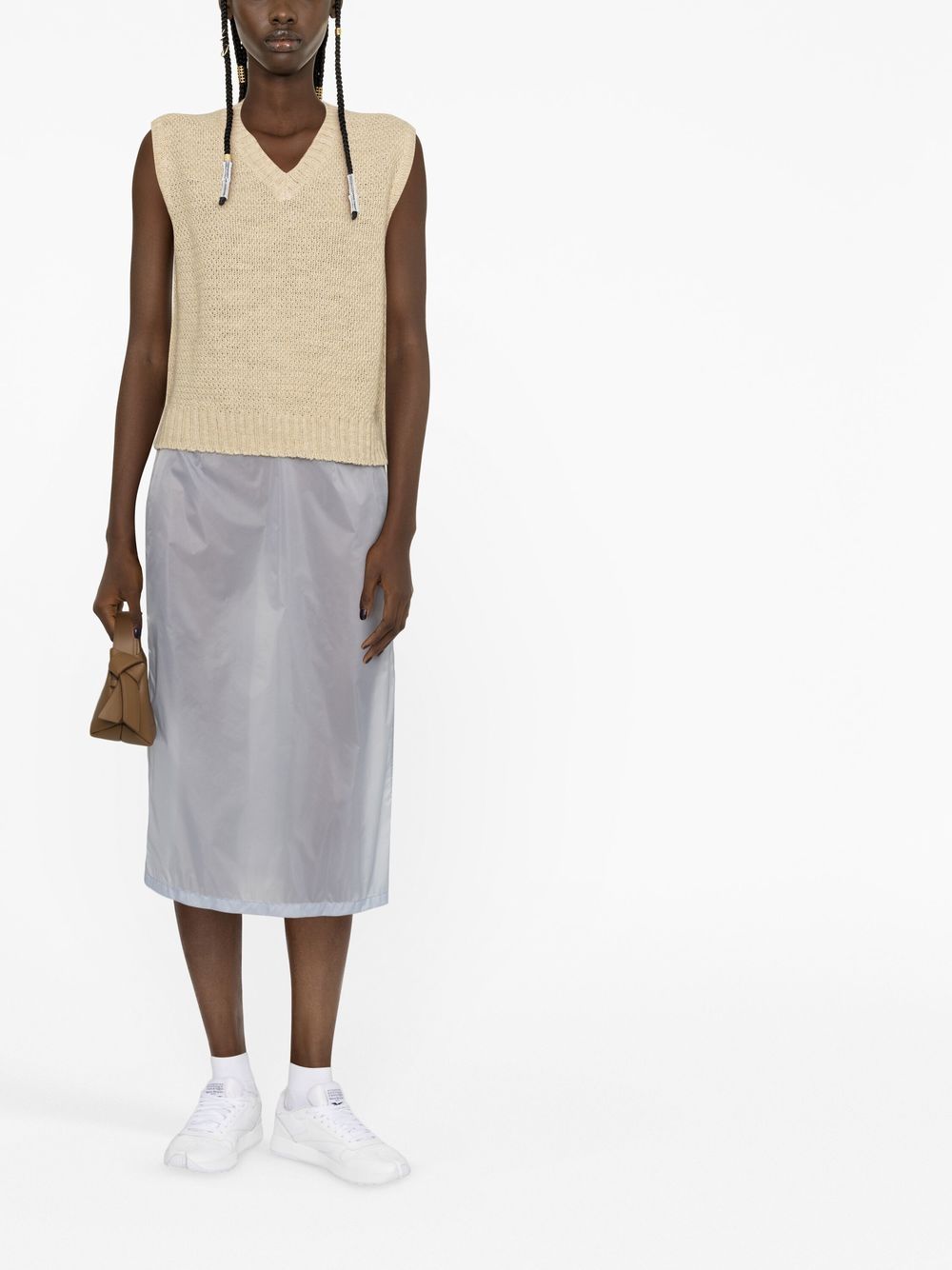 Maison Margiela, sleeveless sweater, beige sweater, women's luxury clothing, elegant fashion