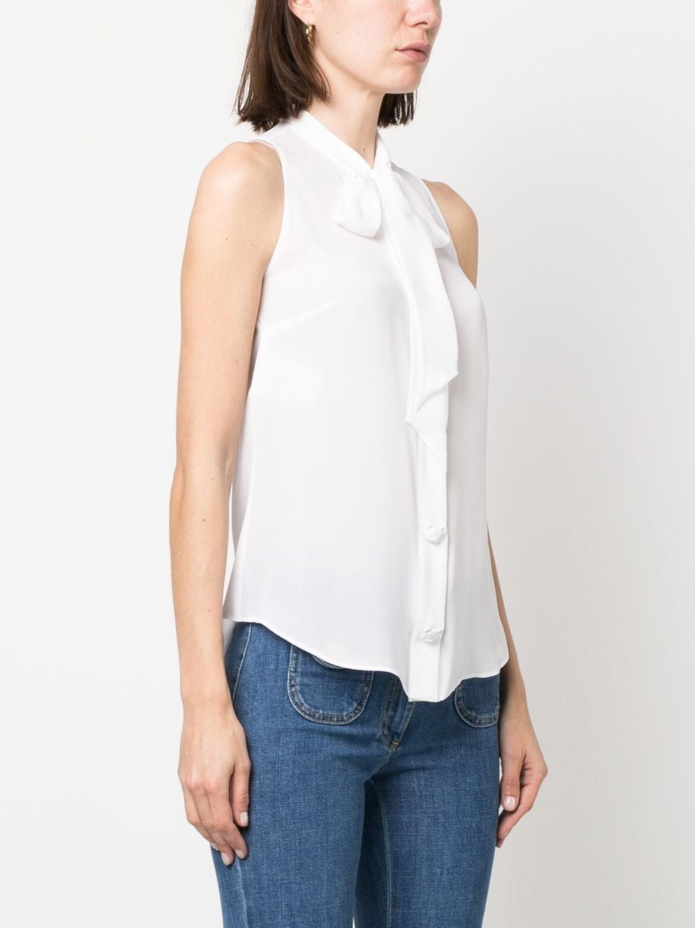 Moschino, sleeveless white shirt, luxury women's fashion, designer shirts, high-end women's clothing