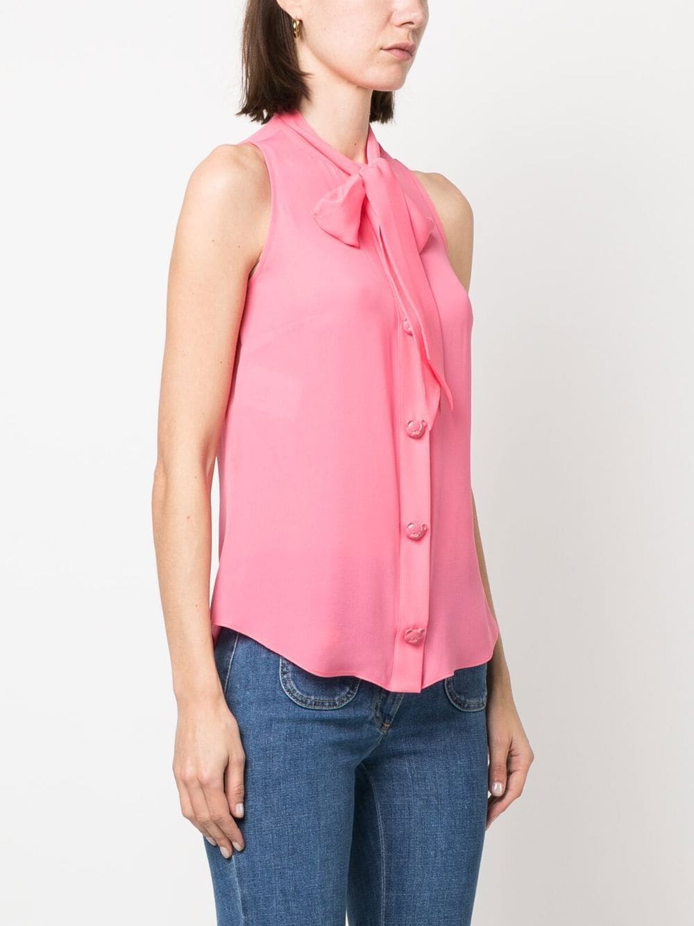 Moschino, Sleeveless Pink Shirt, Women's Luxury Fashion, Designer Clothing, High-End Apparel