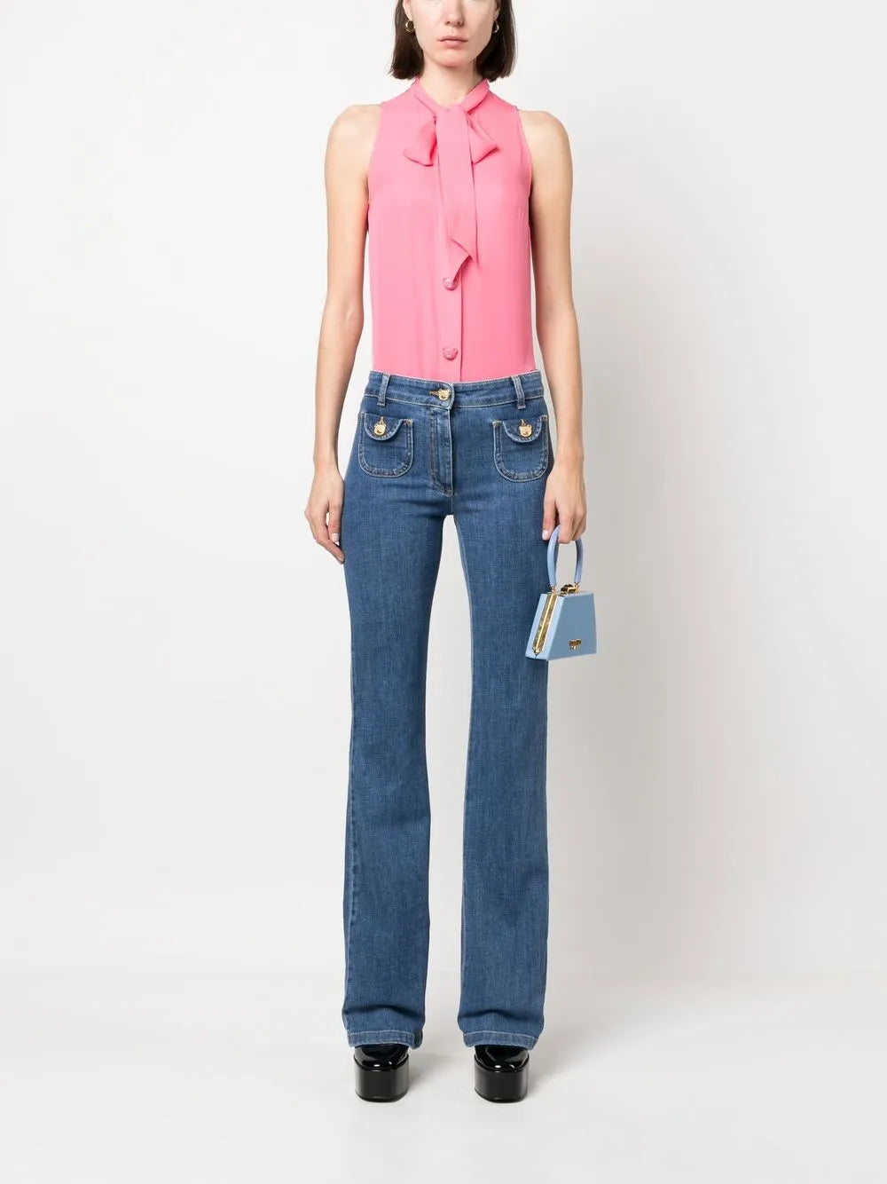 Moschino, Sleeveless Pink Shirt, Women's Luxury Fashion, Designer Clothing, High-End Apparel