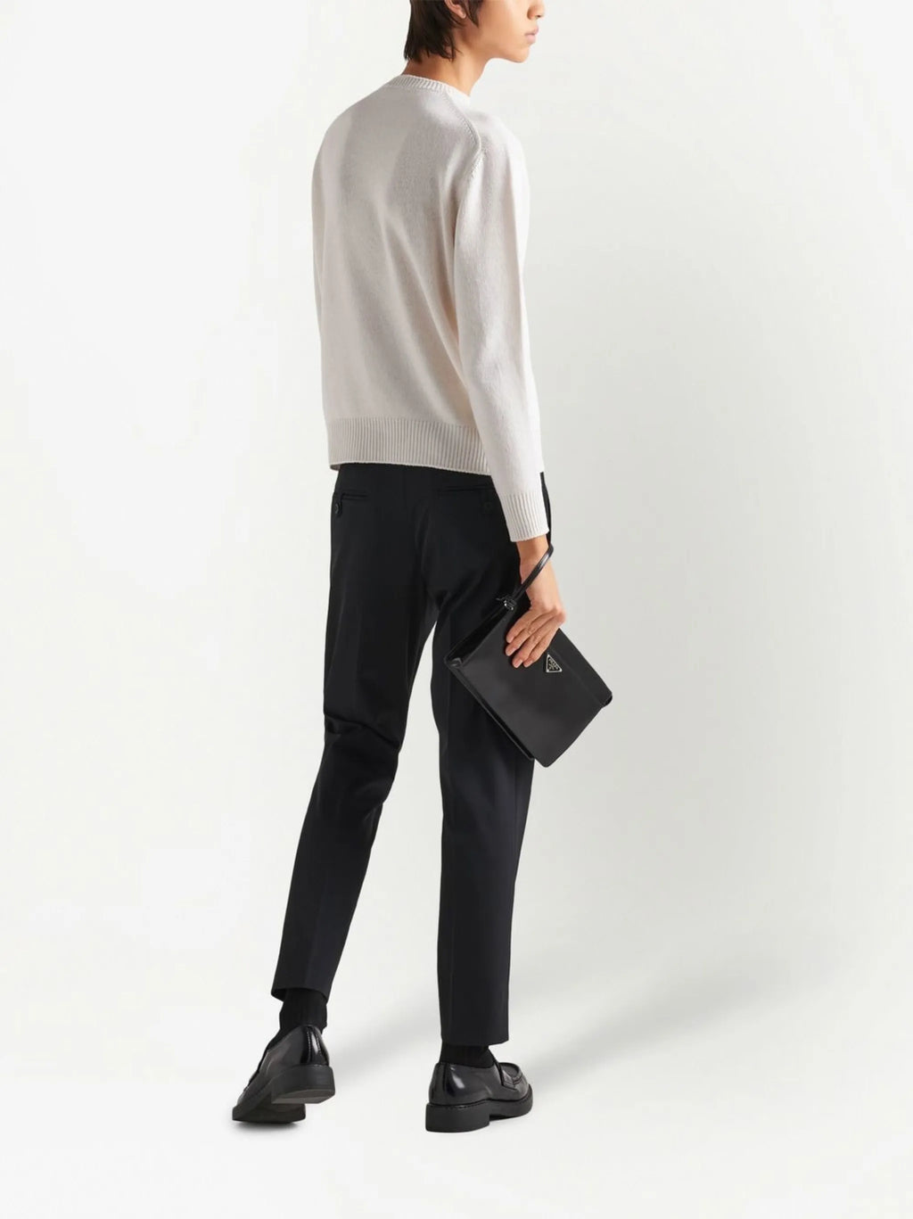 Image of Skinny Stretch Fabric Pants by Prada for Men - Season Autumn-Winter 2026 - Model View 2