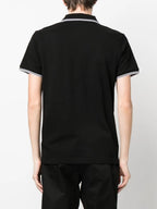 Image of Black Polo Shirt with Contrasting Trims by Moncler for Men - Season Spring-Summer 2024 - Detail View 6