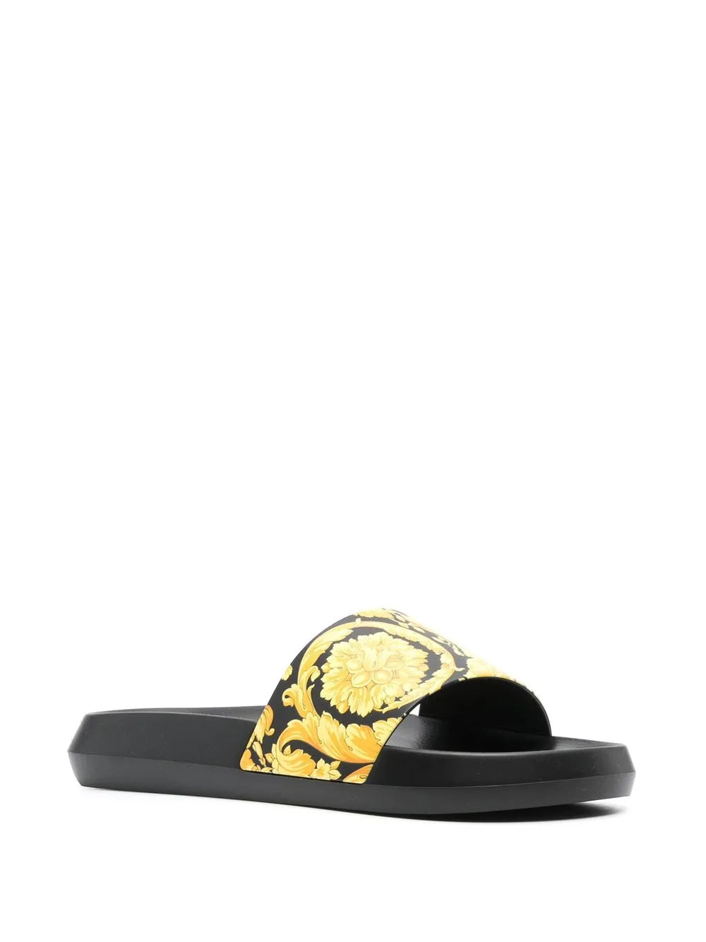 Versace slides, Barocco pattern, luxury men's footwear, designer rubber slides, high-end casual wear