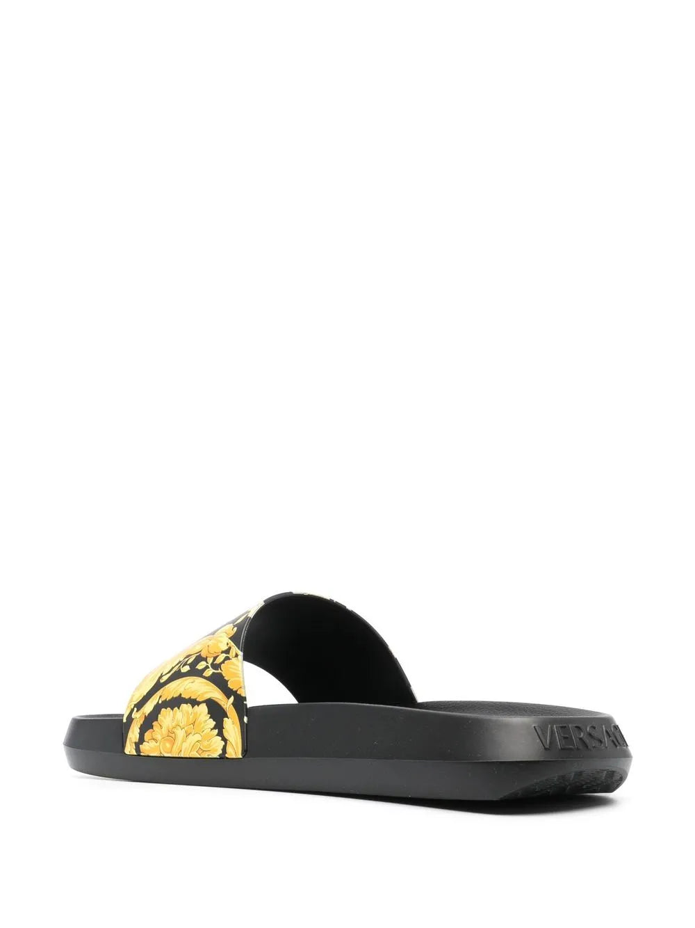 Versace slides, Barocco pattern, luxury men's footwear, designer rubber slides, high-end casual wear