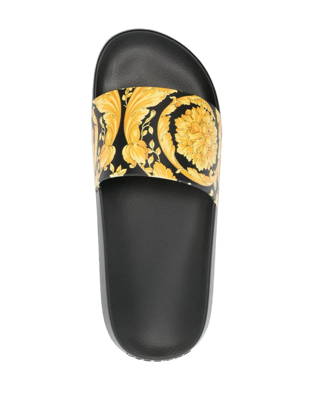 Versace slides, Barocco pattern, luxury men's footwear, designer rubber slides, high-end casual wear