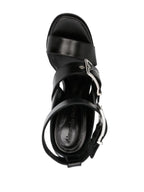 Alexander McQueen, black sandals, buckle platforms, luxury footwear, women's designer shoes
