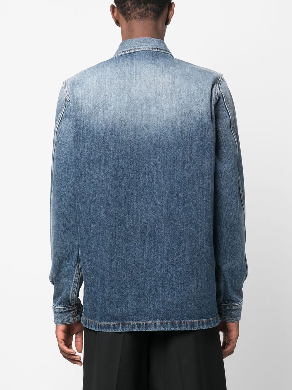 Alexander McQueen, men's denim shirt, luxury fashion, washed denim, high-end clothing