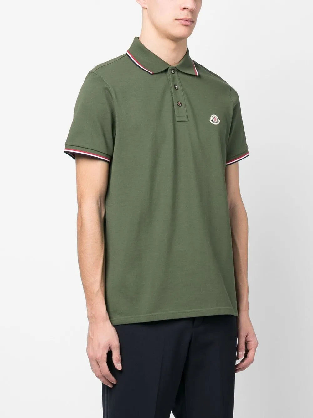Polo shirt, khaki polo, Moncler, luxury men’s wear, elegant casual wear