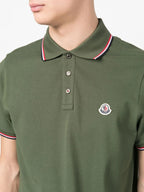 Polo shirt, khaki polo, Moncler, luxury men’s wear, elegant casual wear
