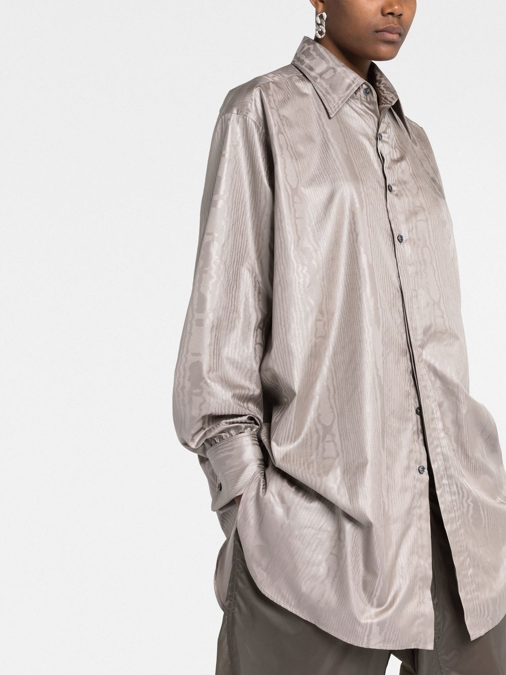 Grey Moiré Shirt, Maison Margiela, Luxury Women’s Fashion, Elegant Shirt, Designer Ready-to-Wear