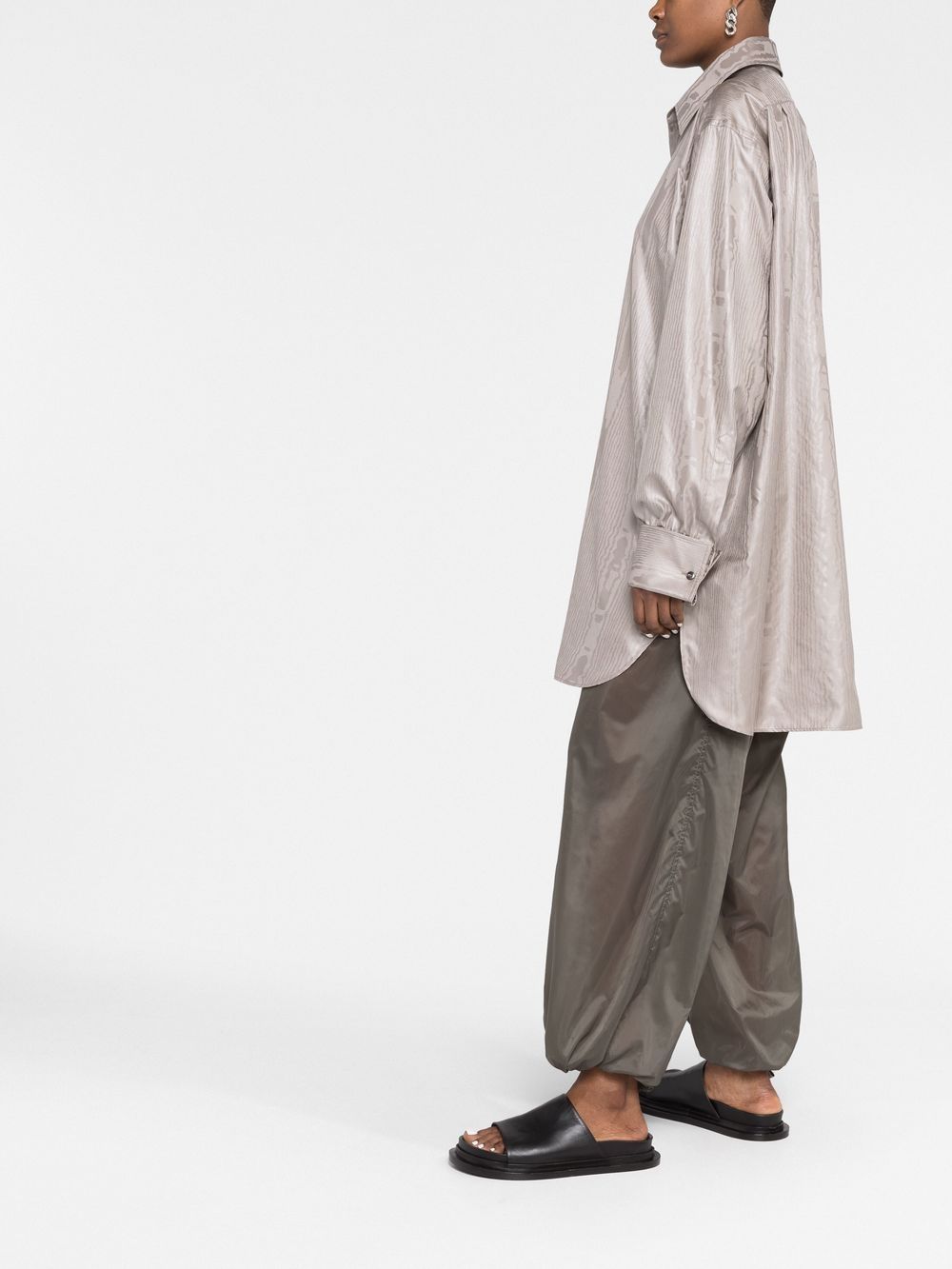 Grey Moiré Shirt, Maison Margiela, Luxury Women’s Fashion, Elegant Shirt, Designer Ready-to-Wear