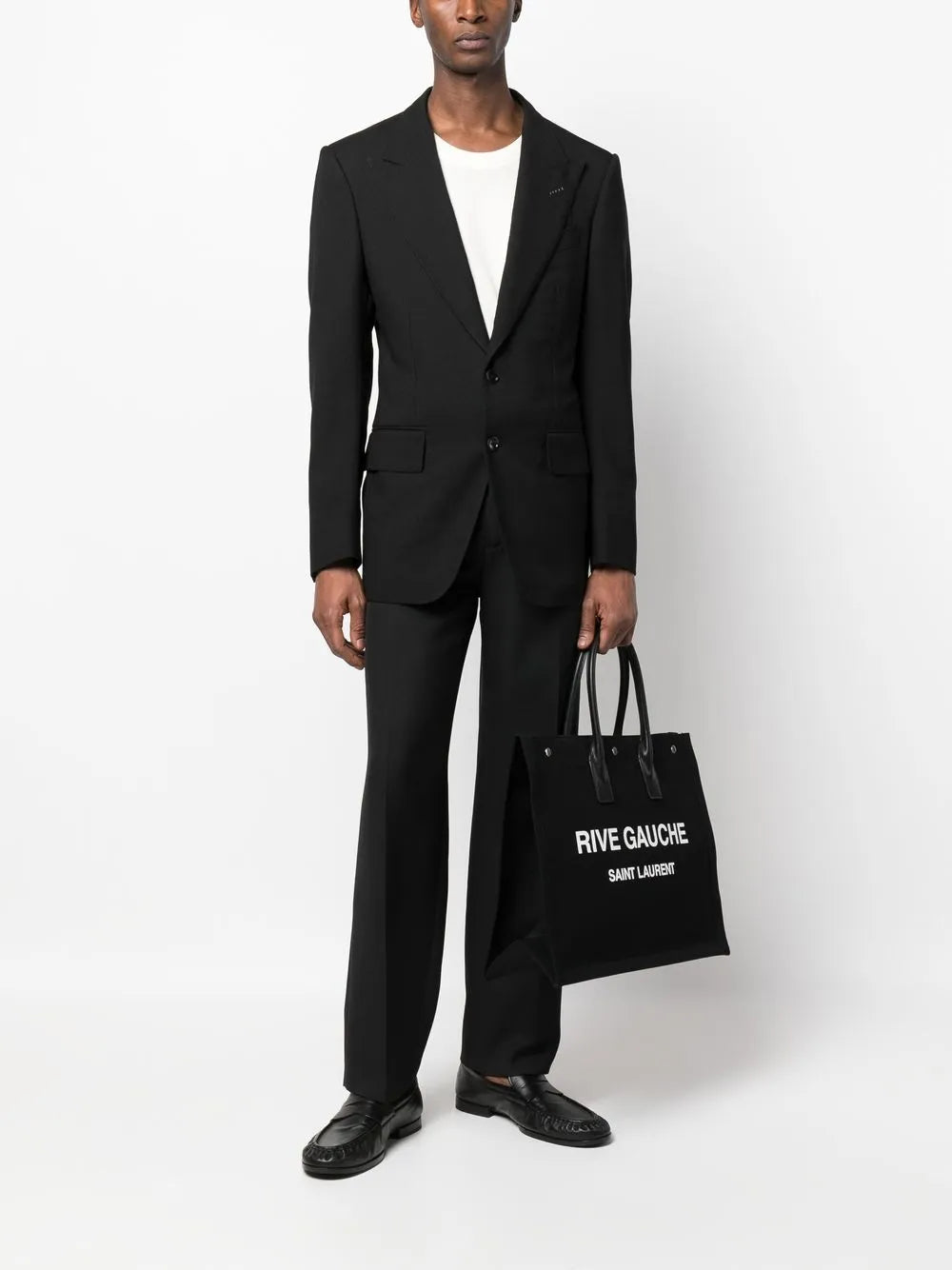 Saint Laurent, Rive Gauche bag, men's luxury bag, black canvas bag, designer men's accessories