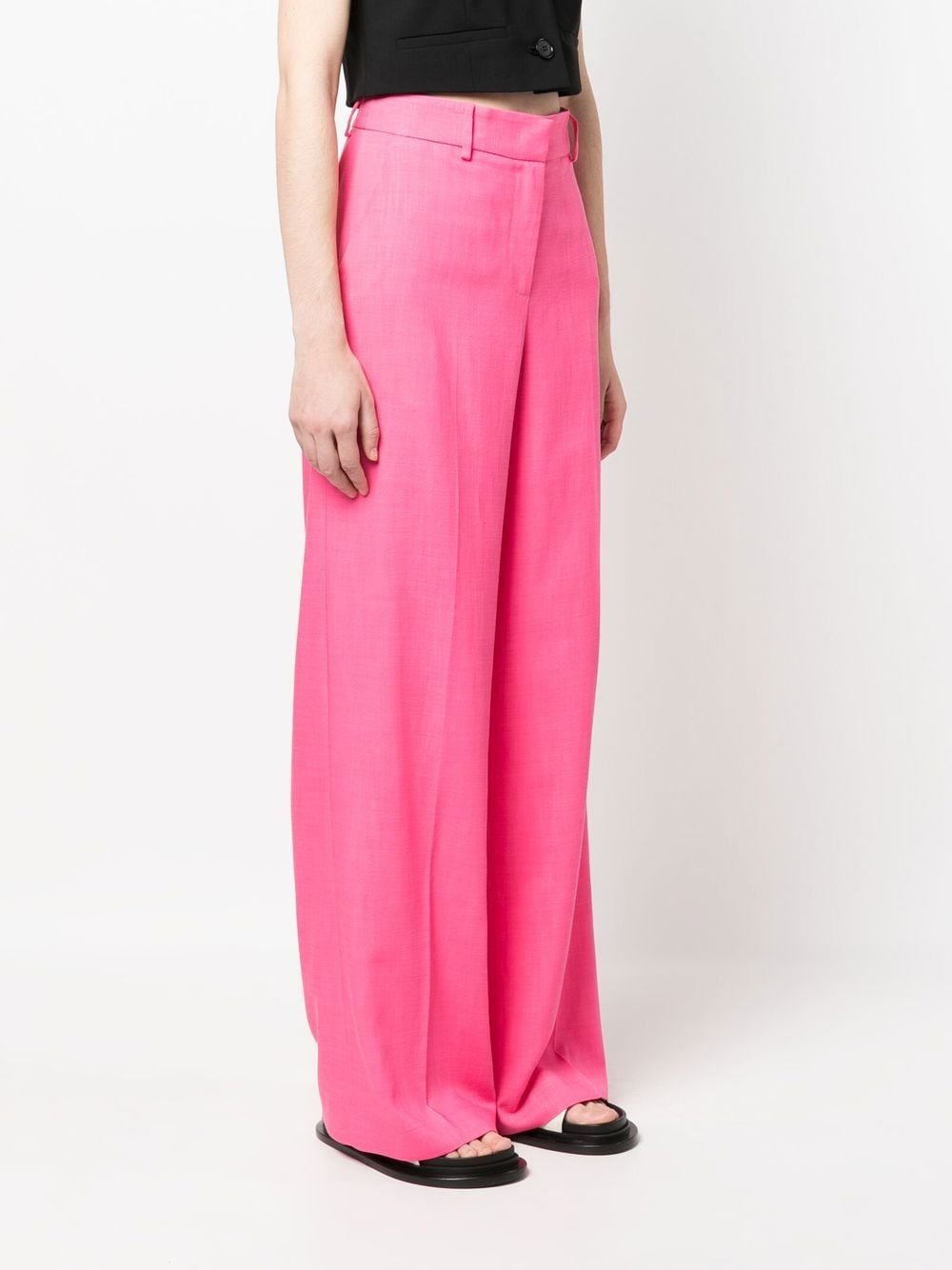 MSGM, Pink Viscose Trousers, Women's Luxury Pants, Straight-Leg Trousers, Elegant Women's Trousers