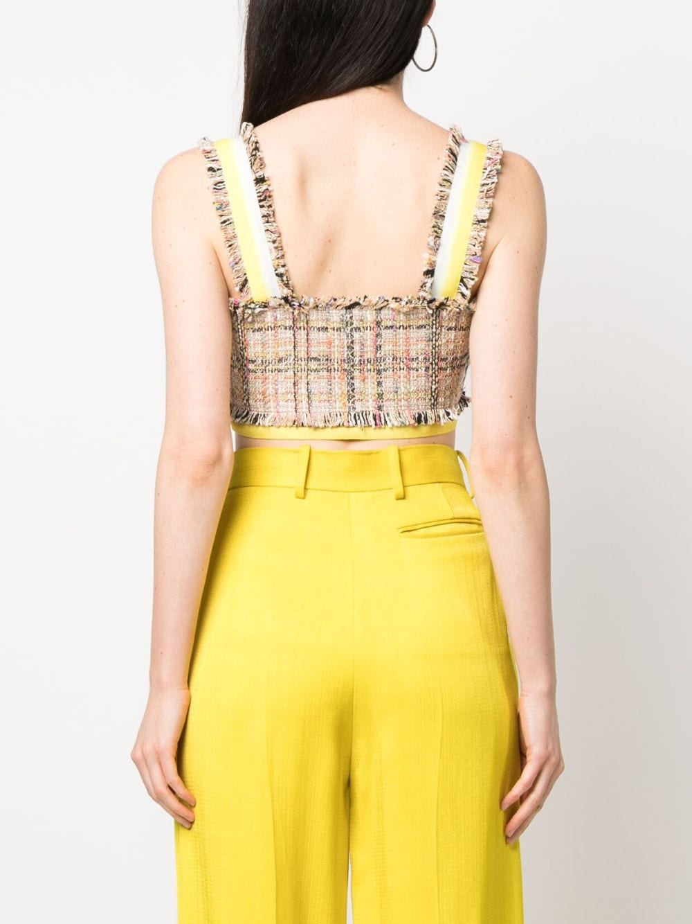 MSGM tweed top, luxury women's top, multicolored tweed, designer fashion, elegant women's wear