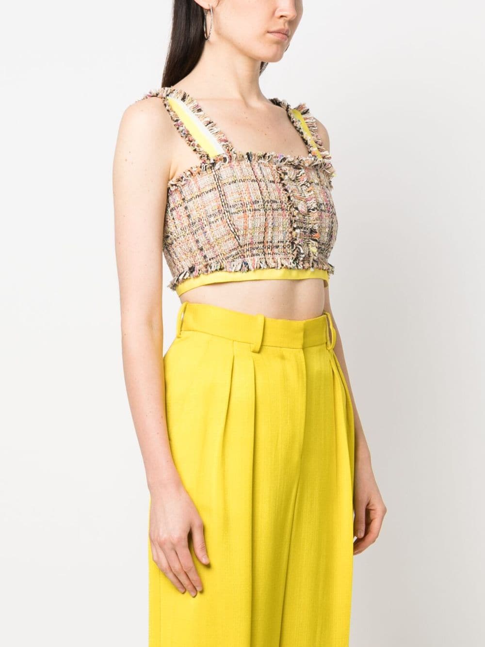 MSGM tweed top, luxury women's top, multicolored tweed, designer fashion, elegant women's wear