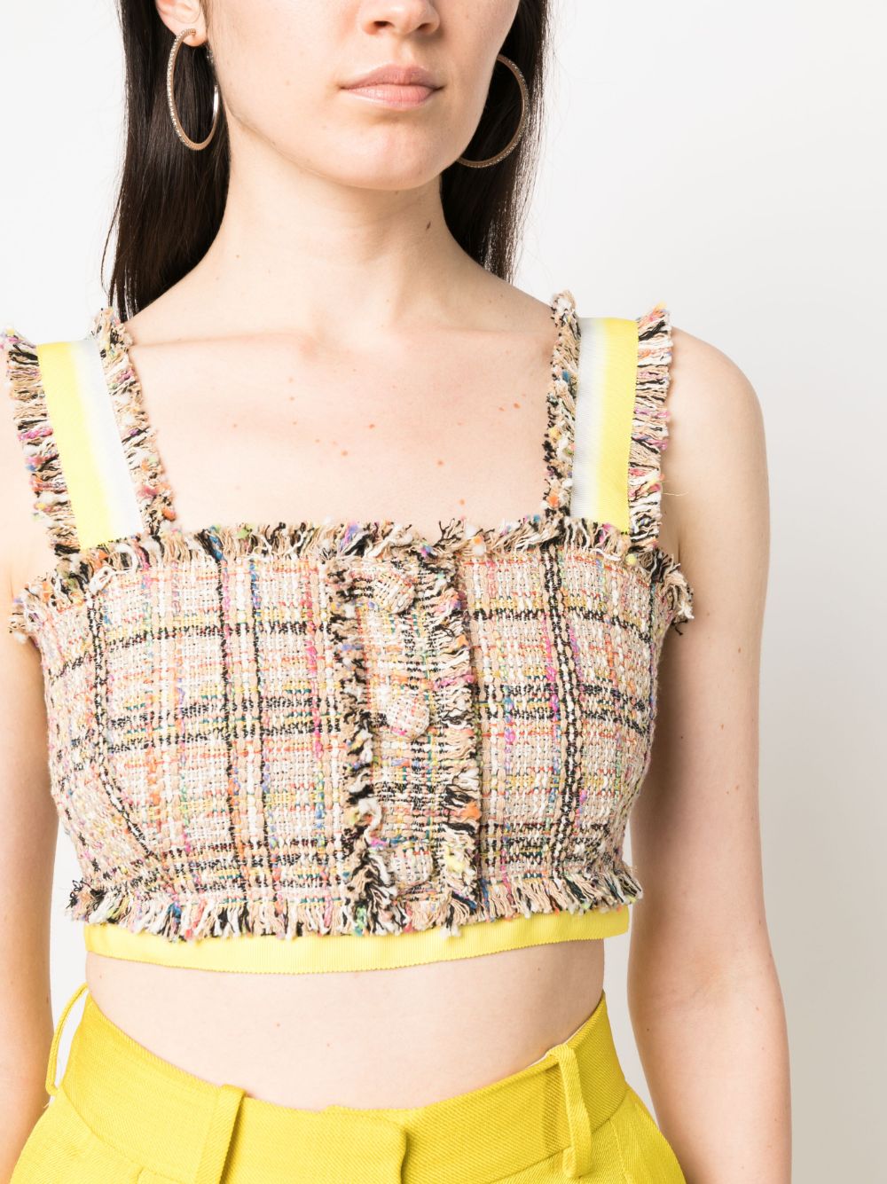 MSGM tweed top, luxury women's top, multicolored tweed, designer fashion, elegant women's wear