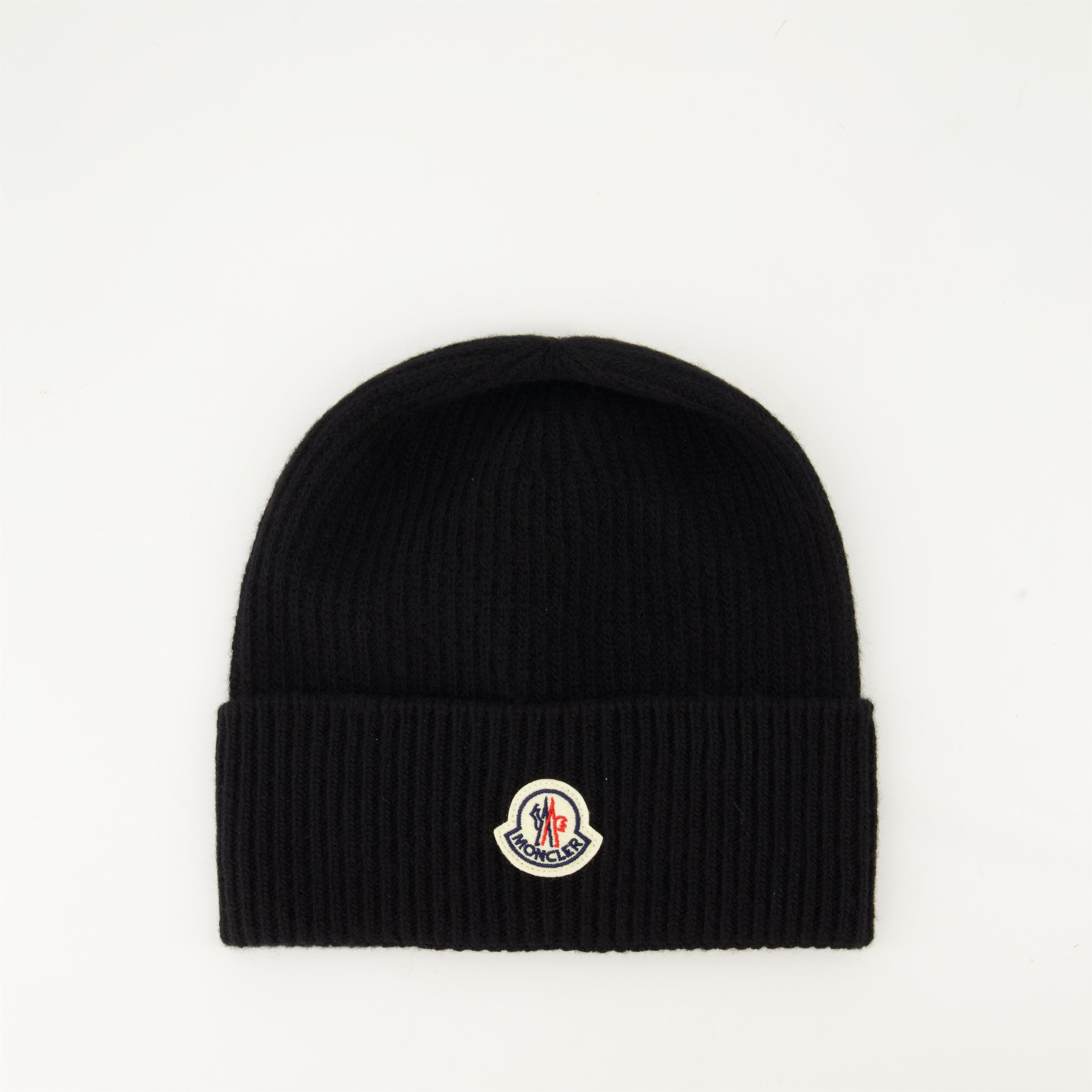 Moncler beanie, wool cashmere hat, winter accessory, black beanie, designer beanie