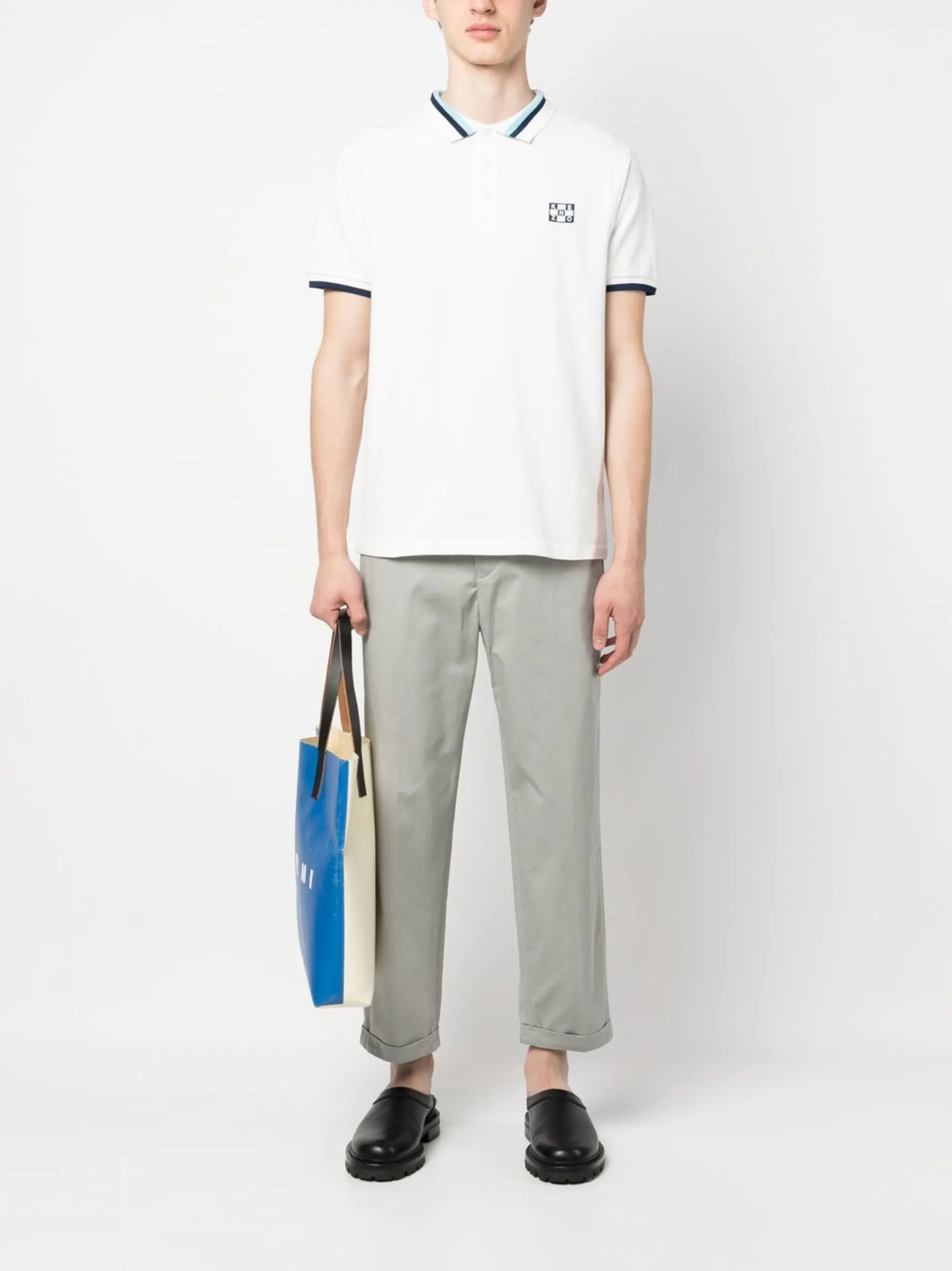 Image of Grey Chino Pants by Kenzo for Women - Season Spring-Summer 2023 - Model View 1