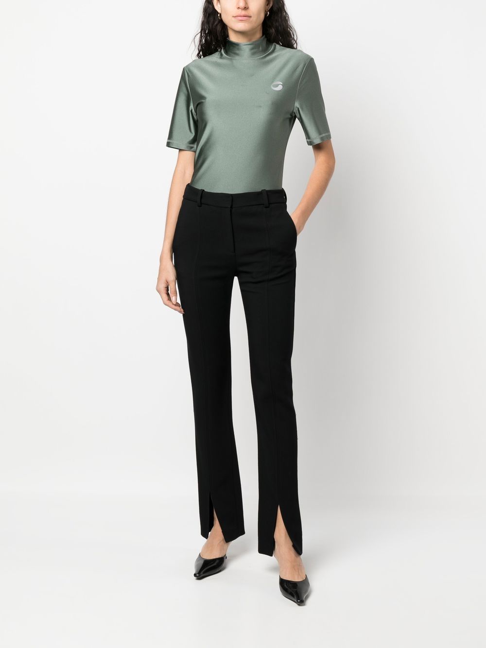 High-neck top, Green top, Coperni, Luxury women's wear, Elegant fashion