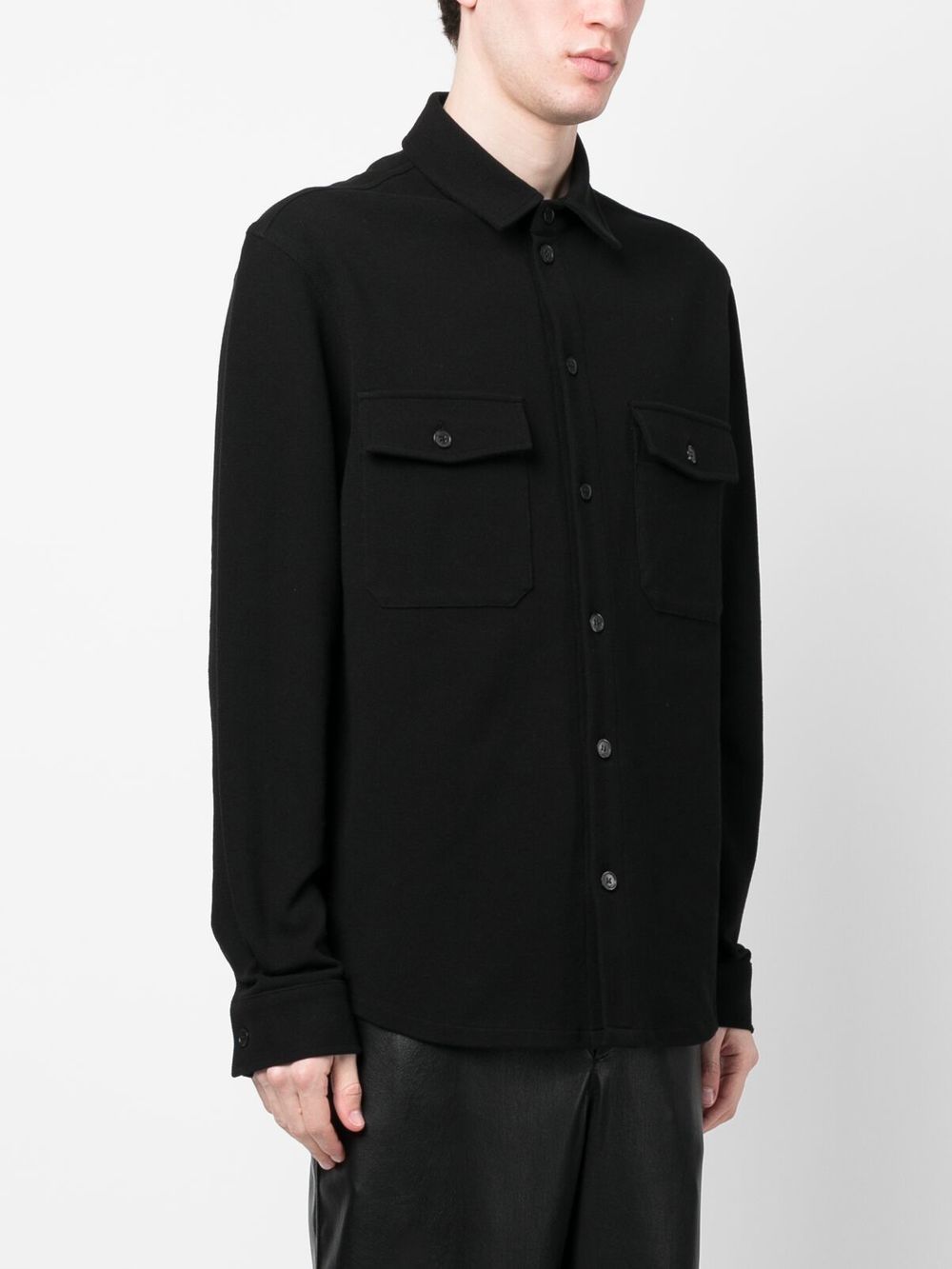 Saint Laurent, Black Cotton Shirt, Men's Luxury Shirt, Piqué Fabric Shirt, Elegant Men's Wear