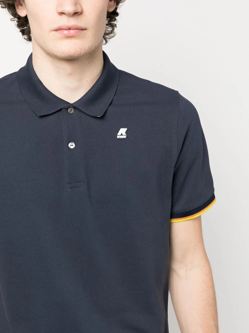 Image of Dark Blue Polo Shirt Vincent by K-Way for Men - Season Spring-Summer 2024 - Detail View 7