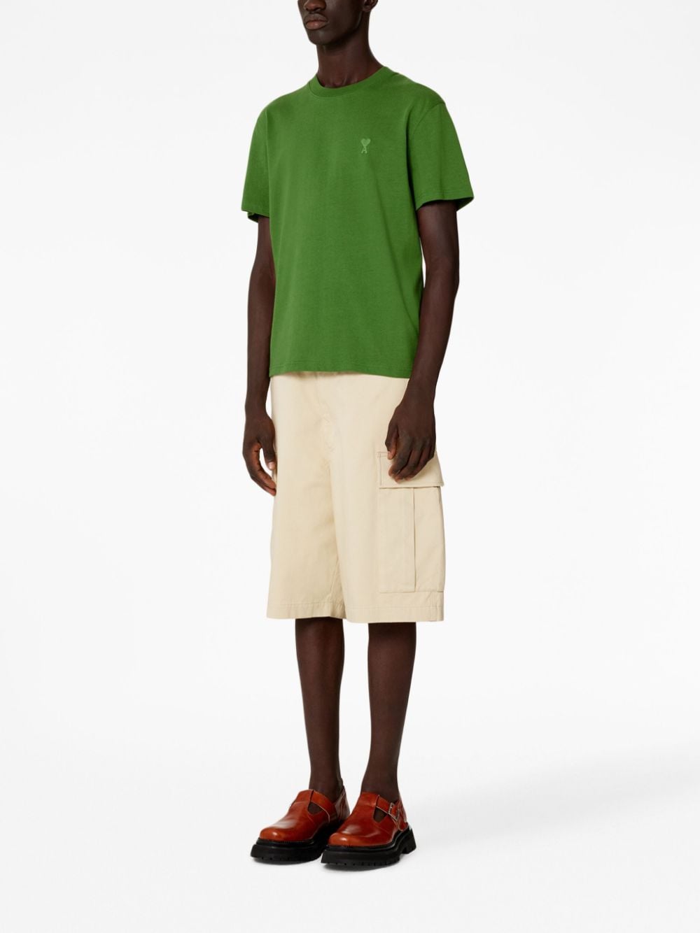 unisex green t-shirt, AMI Paris, luxury logo t-shirt, Ami de Coeur t-shirt, elegant t-shirt