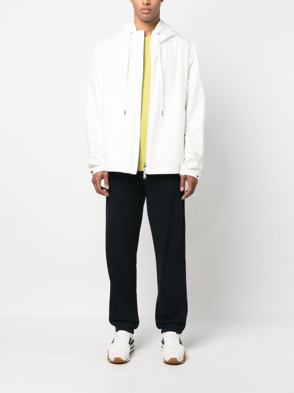 Moncler windbreaker, luxury men’s jacket, white windbreaker, high-end outerwear, Moncler Atria