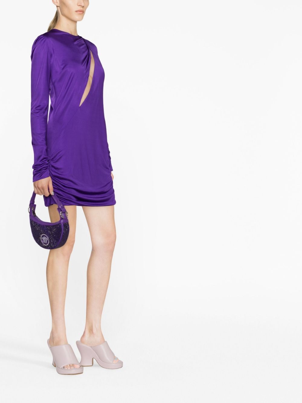 Versace, Violet Viscose Dress, Luxury Womenswear, Designer Dress, High-end Fashion