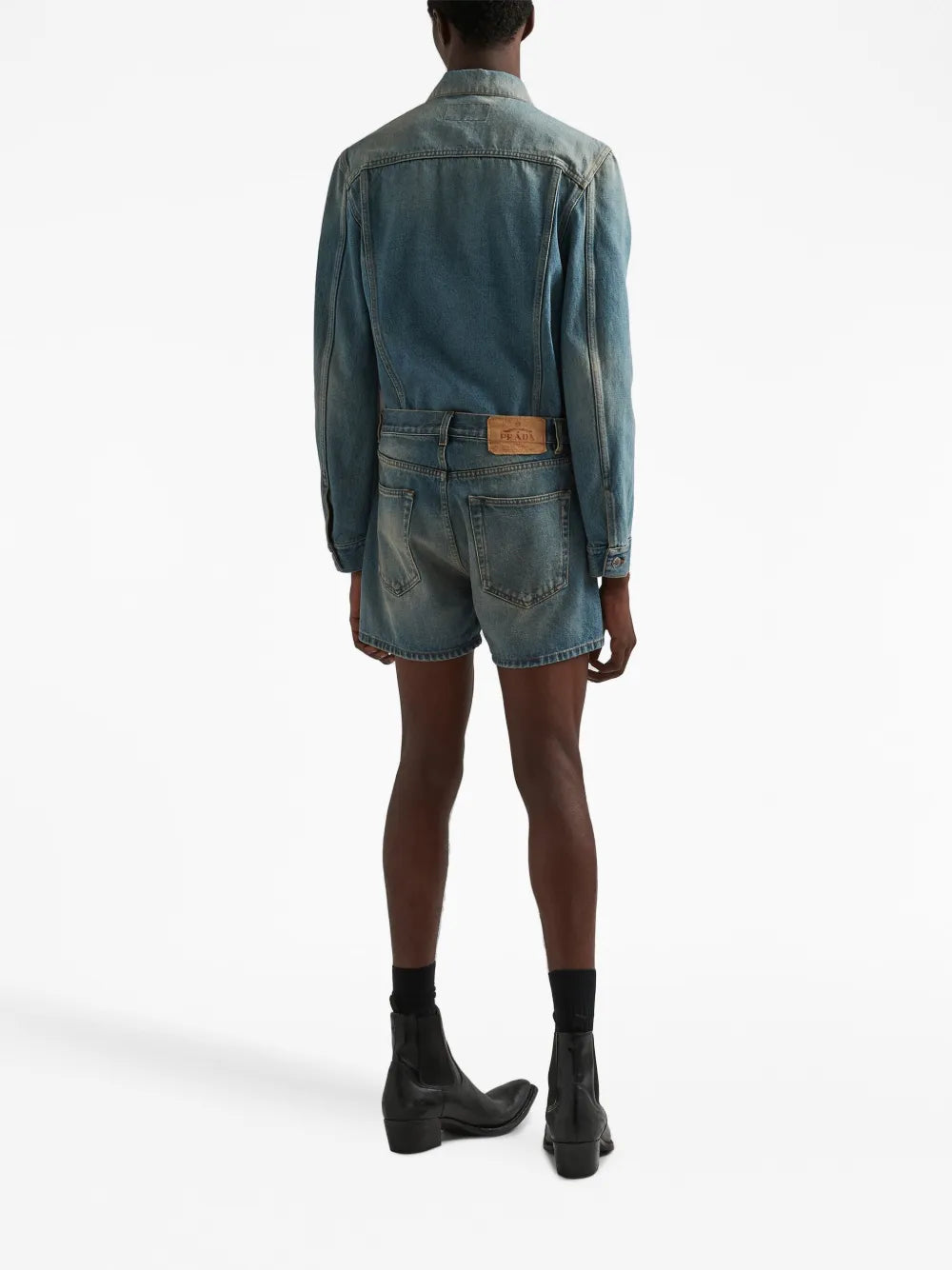 Image of Washed Denim Jacket by Prada for Men - Season Autumn-Winter 2024 - Detail View 1