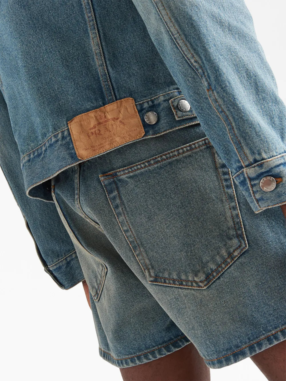 Image of Washed Denim Jacket by Prada for Men - Season Autumn-Winter 2024 - Detail View 8