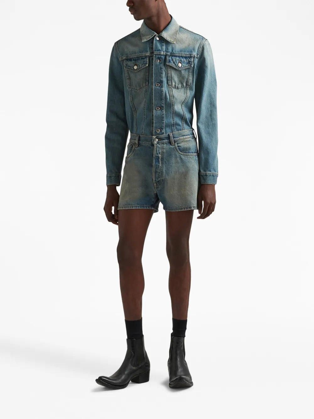 Image of Washed Denim Jacket by Prada for Men - Season Autumn-Winter 2024 - Back View